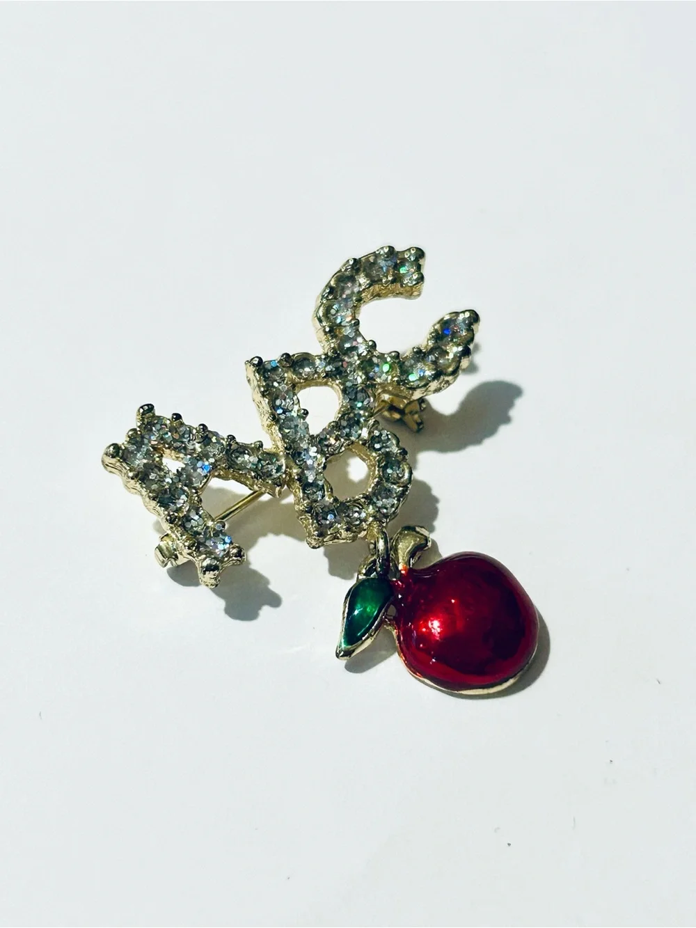 ABC and Apple Brooch Pendant, Teacher Gifts